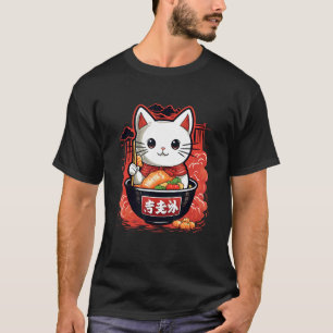 Otaku Cat Eat Japanese Ramen Noodles 2 T-Shirt