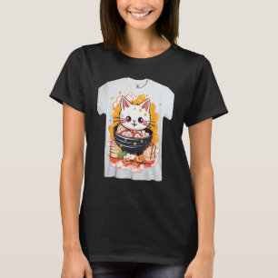 Otaku   Cat Eat Japanese Ramen Noodles T-Shirt