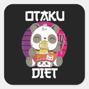 Otaku Diet pOanda Ramen Sushi Manga CosplayOotaku Square Sticker