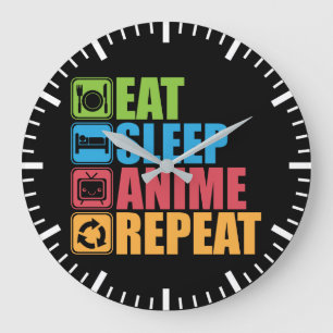 Otaku - Eat, Sleep, Anime, Repeat - Manga, Funny Large Clock