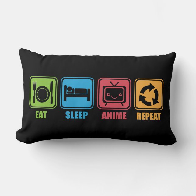 Otaku - Eat, Sleep, Anime, Repeat - Manga, Funny Lumbar Cushion (Front)