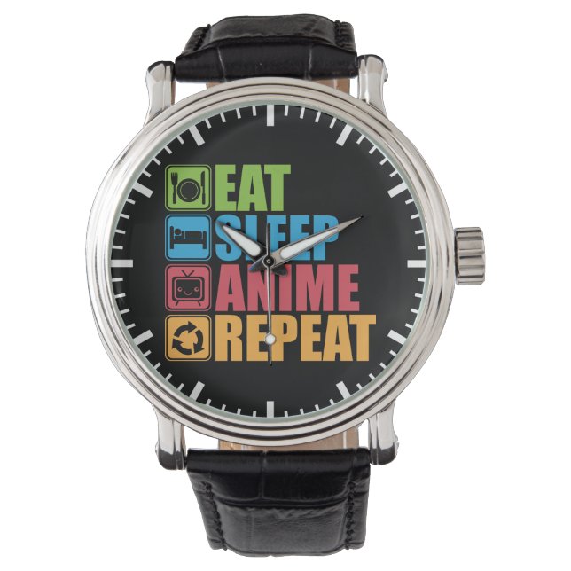 Otaku - Eat, Sleep, Anime, Repeat - Manga, Funny Watch (Front)