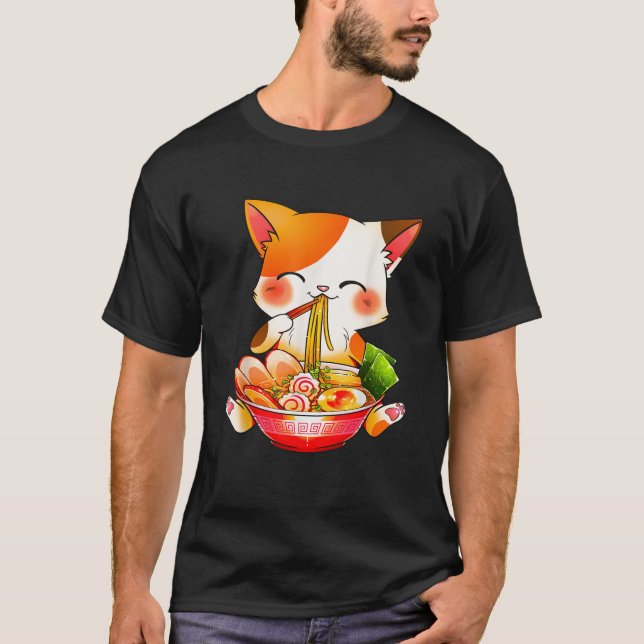 Otaku Lifestyle Threads Co Ramen Cat Anime Kawaii  T-Shirt (Front)