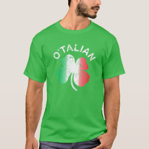 O'Talian St Patrick Shamrock Italy Flag Shirt