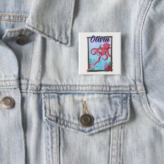Otaru Japan Squid travel poster 15 Cm Square Badge