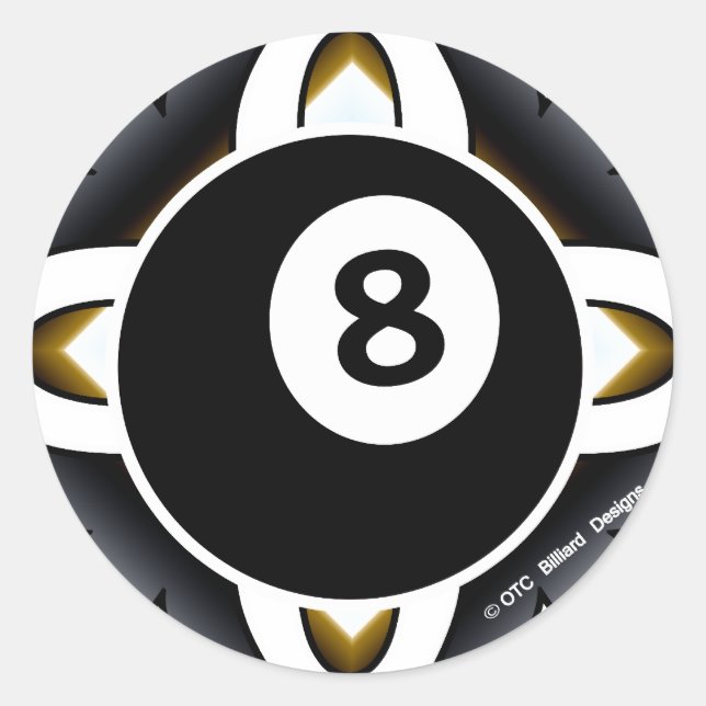 OTC Billiards 8 Ball Deco Classic Round Sticker (Front)