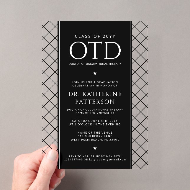 OTD Doctor of Occupational Therapy Graduation Acrylic Invitations (Insitu (Handheld))