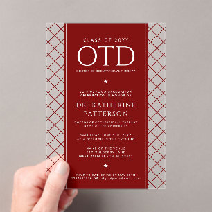 OTD Doctor of Occupational Therapy Graduation Acrylic Invitations