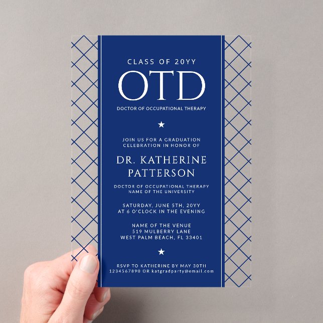 OTD Doctor of Occupational Therapy Graduation Acrylic Invitations (Insitu (Handheld))