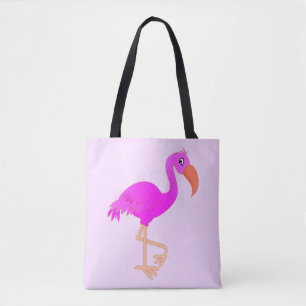 ote Bag with Pink Flamingo