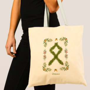 Othala Rune in Evergreen Branches Personalized Tote Bag