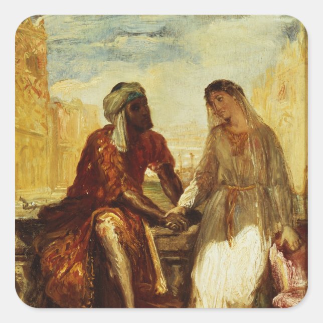 Othello and Desdemona in Venice, 1850 Square Sticker (Front)