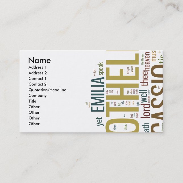 Othello Word Mosaic Business Card (Front)
