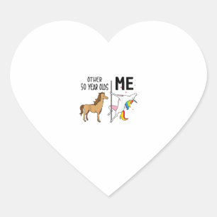 Other Unicorn 50 Year Olds Birthday And Me Gift Fo Heart Sticker