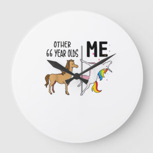 Other Unicorn 66 Year Olds Birthday And Me Gift Fo Large Clock