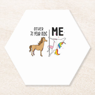Other Unicorn 71 Year Olds Birthday And Me Gift Fo Paper Coaster