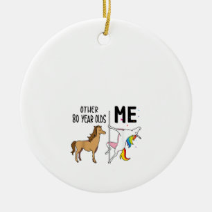 Other Unicorn 80 Year Olds Birthday And Me Gift Fo Ceramic Tree Decoration