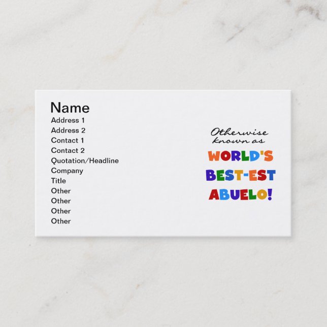 Otherwise Known as Best-est Abuelo Gifts Business Card (Front)
