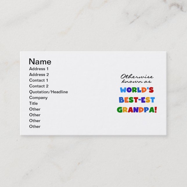 Otherwise Known as Best-est Grandpa Gifts Business Card (Front)