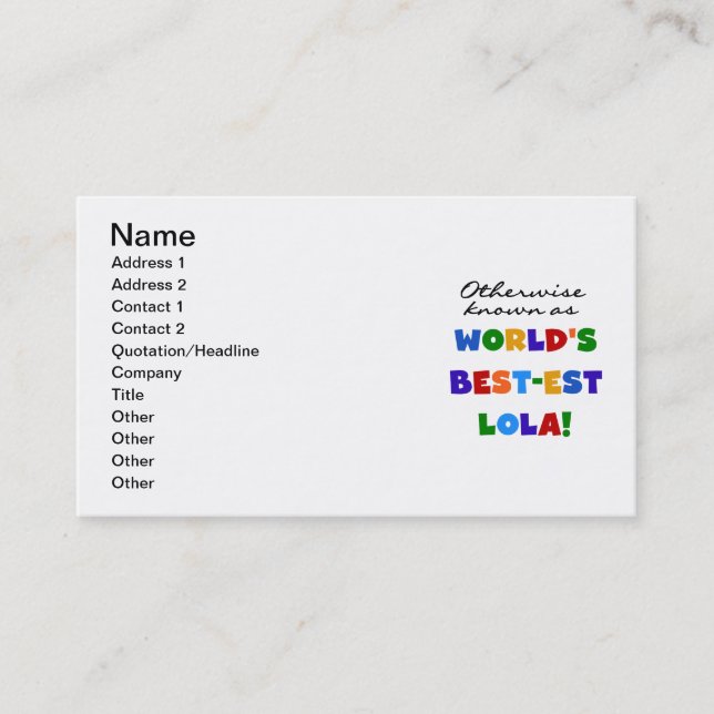 Otherwise Known as Best-est Lola Gifts Business Card (Front)