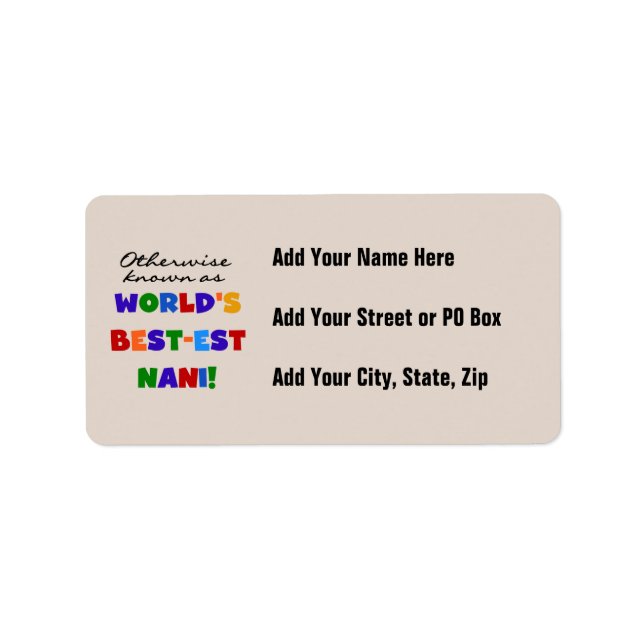 Otherwise Known as Best-est Nani Tshirts and GIfts Label (Front)