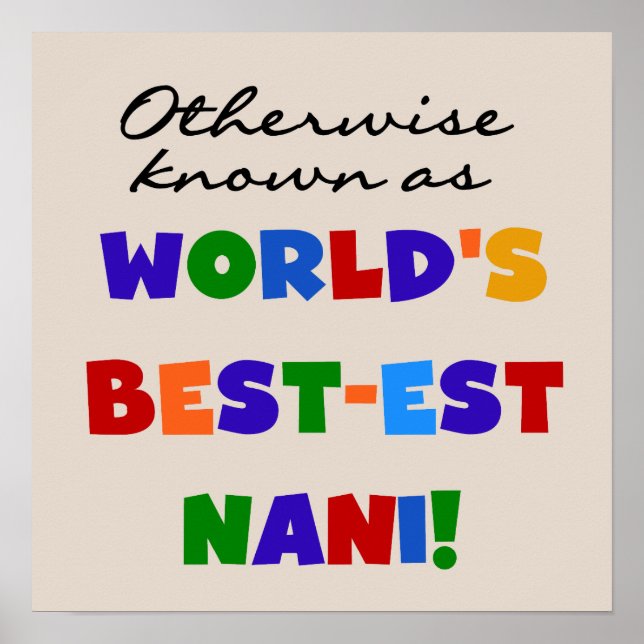 Otherwise Known as Best-est Nani Tshirts and GIfts Poster (Front)