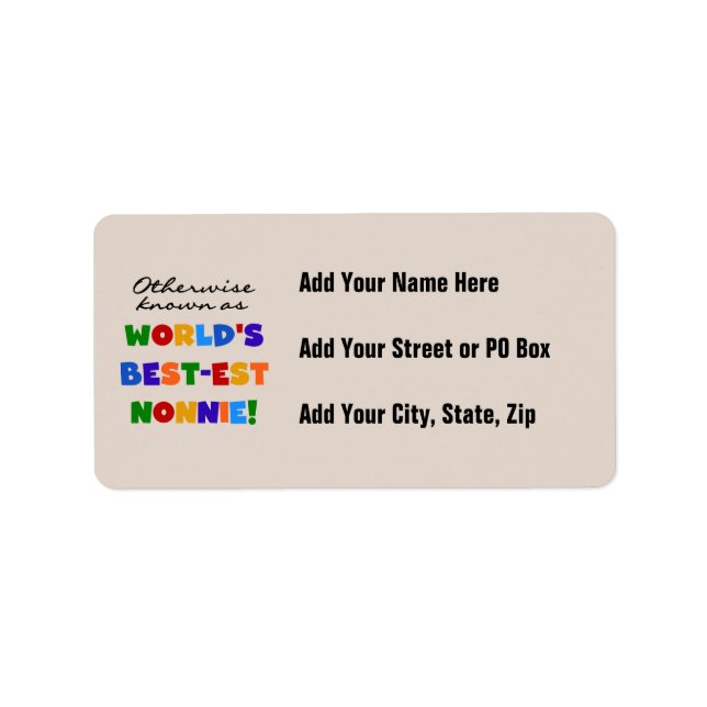 Otherwise Known as Best-est Nonnie Gifts Label (Front)