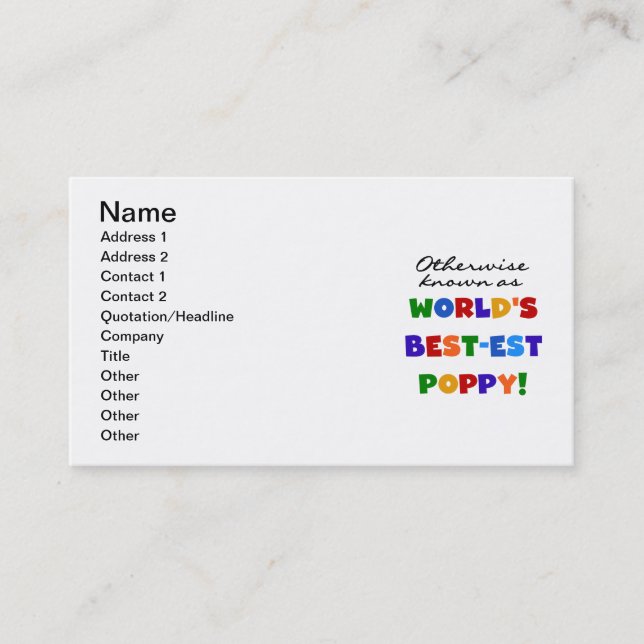 Otherwise Known Best-est Poppy Tshirts and Gifts Business Card (Front)