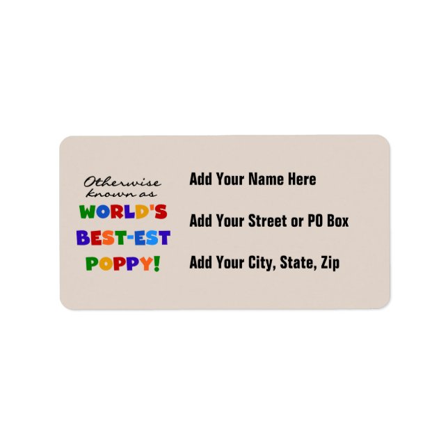 Otherwise Known Best-est Poppy Tshirts and Gifts Label (Front)