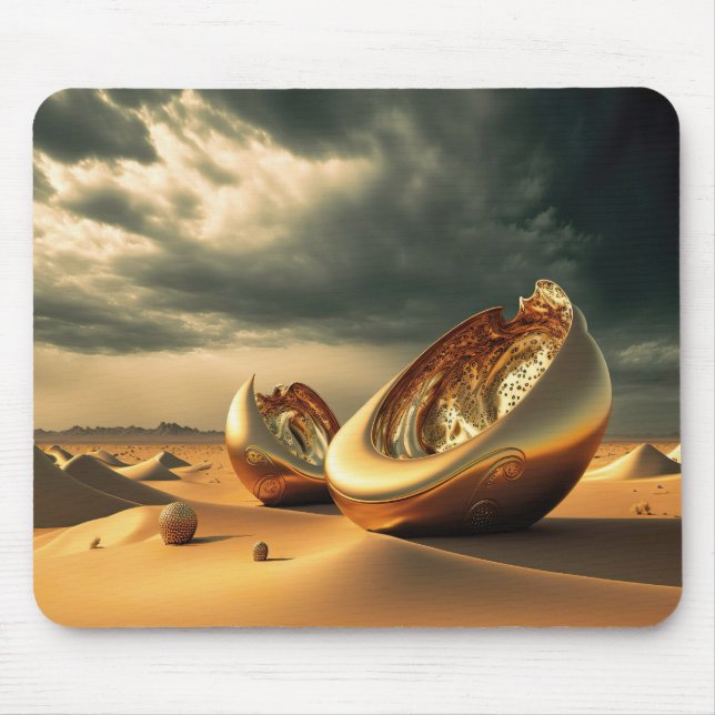 Otherworld Relics – Surreal Desert Sculpture Mouse Mat (Front)