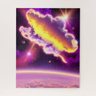 Otherworldly Purple and Yellow Nebula Cosmic Image Jigsaw Puzzle