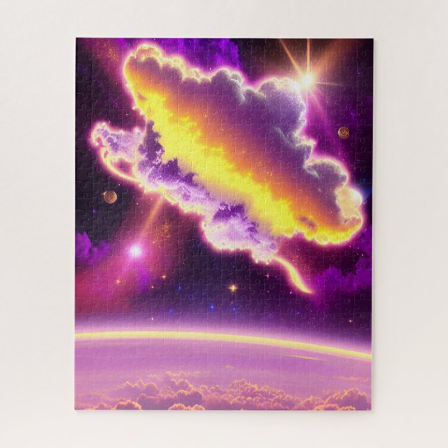 Otherworldly Purple and Yellow Nebula Cosmic Image Jigsaw Puzzle (Vertical)