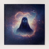Otherworldly Spirit with Glowing Eyes in Universe