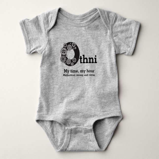 Othni boys name and meaning time cogs baby bodysuit (Front)