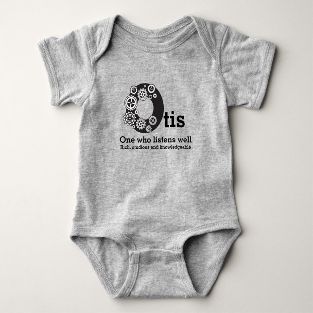 Otis boys name and meaning time cogs baby bodysuit (Front)