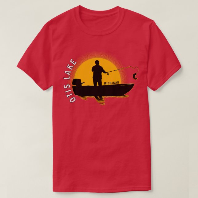 Otis Lake Fishing Michigan Sunrise T-Shirt (Design Front)