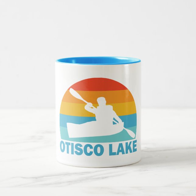 Otisco Lake New York Kayak Two-Tone Coffee Mug (Center)