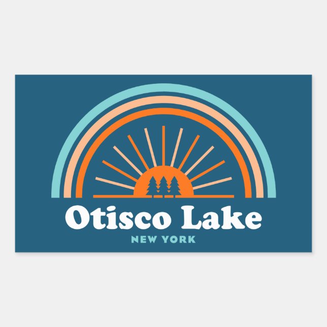 Otisco Lake New York Rainbow Rectangular Sticker (Front)