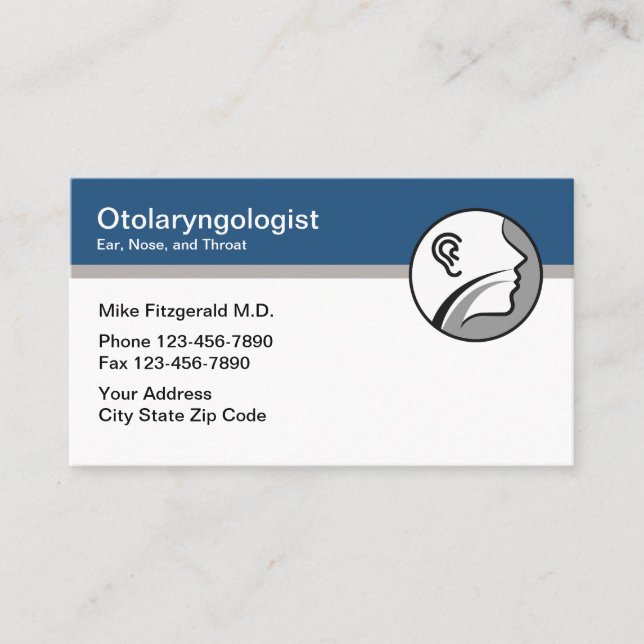 Otolaryngologist Ear Nose Throat Doctor Modern Business Card (Front)
