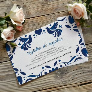 Otomi Blue Floral Elegant Fiesta Spanish Wedding Enclosure Card