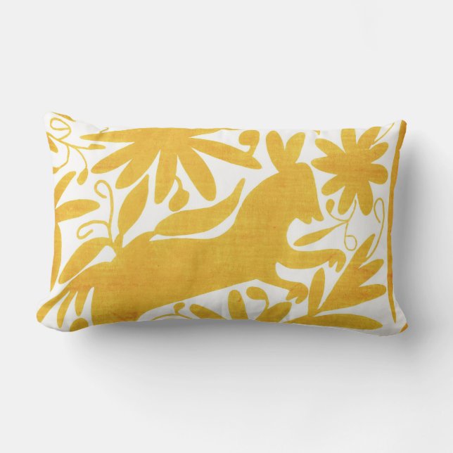 Otomi donkey, Golden Yellow Lumbar Cushion (Front)
