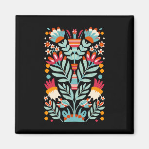 Otomi Flower Pattern Mexican Floral Art Magnet