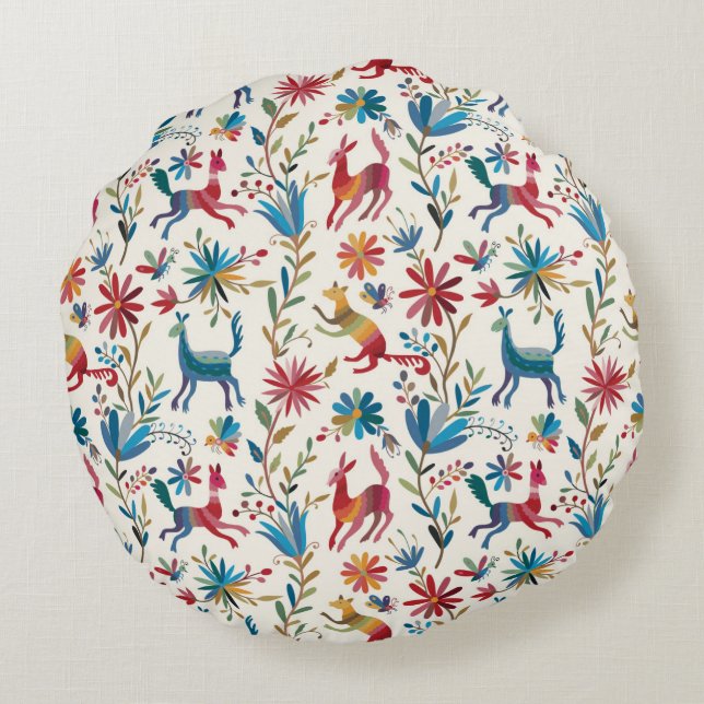 Otomi Inspired Design Round Cushion (Back)