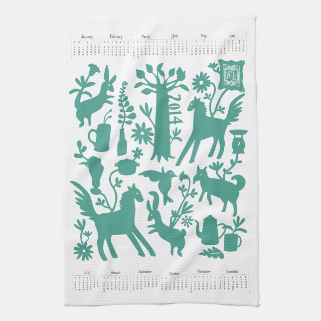 Otomi Kitchen towel with 2014 Japanese Calendar 2 (Vertical)