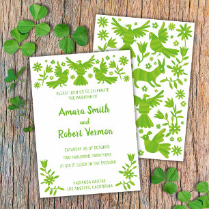 OTOMI, MEXICA, GREEN, FLOWERS AND BIRDS ANNOUNCEMENT