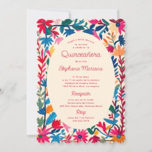 Otomi Mexican Embroidery Bold Colourful Quinceañer Invitation
