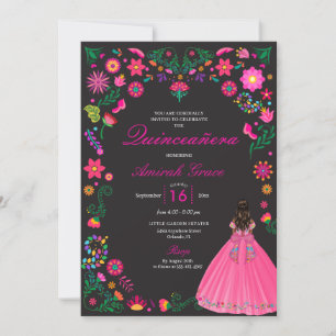 Otomi Mexican Embroidery Quinceañera Invitation