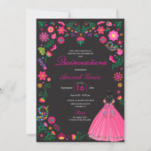 Otomi Mexican Embroidery Quinceañera Invitation