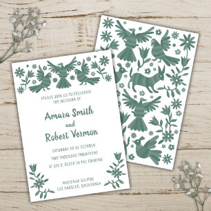 Otomi, MEXICAN, GREEN, FLOWERS, BIRDS Announcement