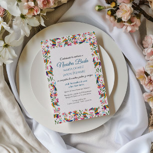 Otomi Tenangos Colourful Folk Art Spanish Wedding Invitation